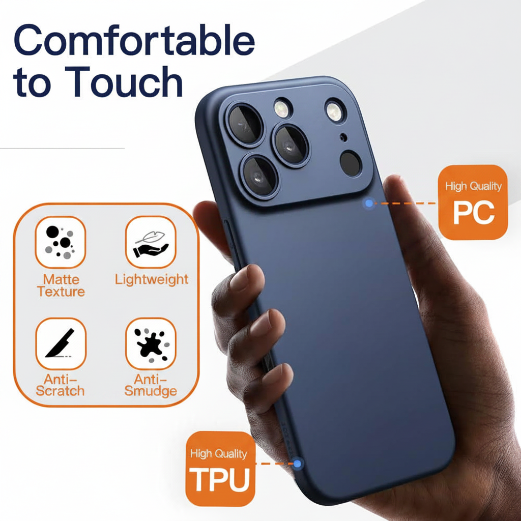 Air Skin Slim Case for iPhone 17 Pro Max - Lightweight Matte Finish Cover with Scratch and Drop Protection - Cosmic Orange _Black_white_Blue
